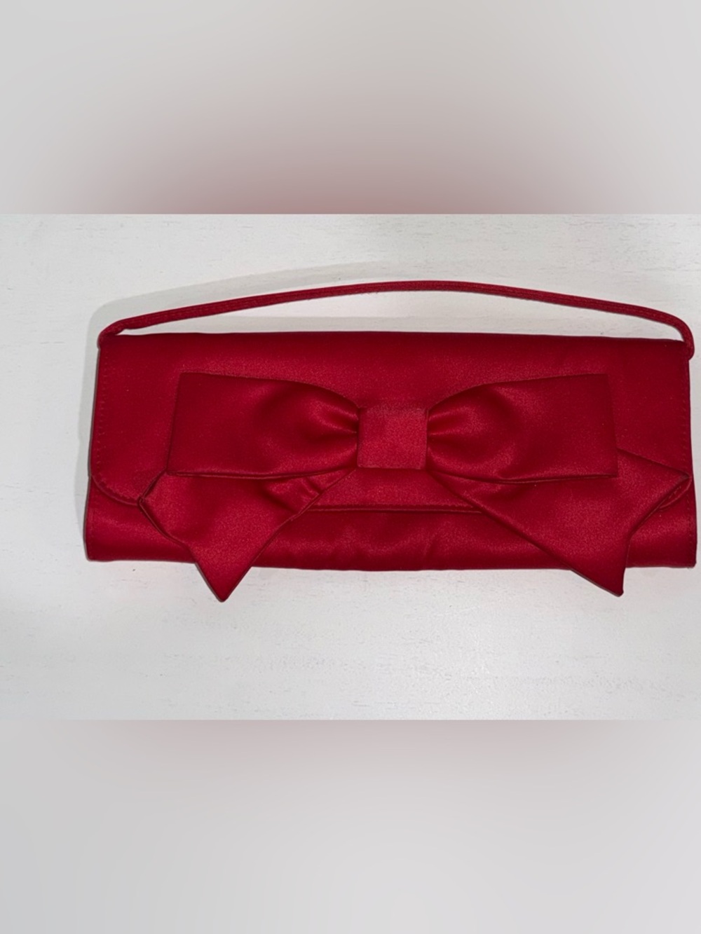Elegant Red satin Bow Clutch Handbag with leopard lining